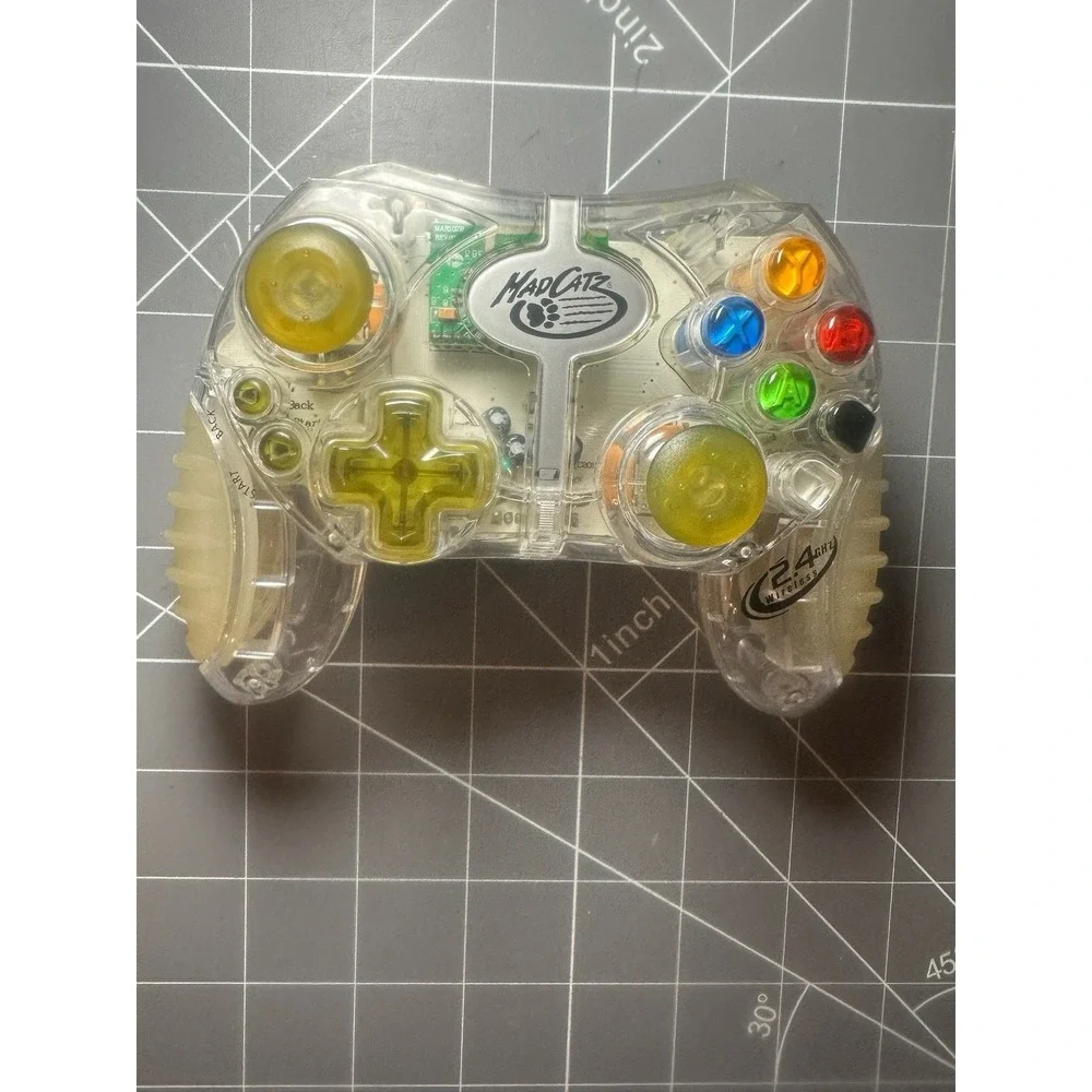 Vintage Mad Catz Xbox Wireless Translucent Gaming Controller -Untested/No Dongle